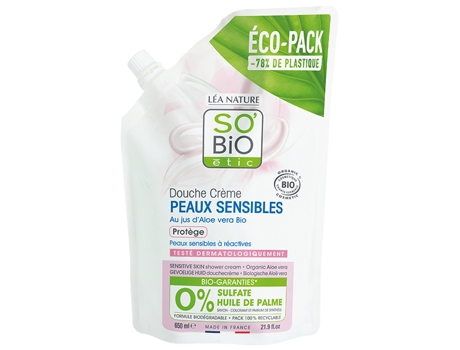 Gel De Ducha Protector Aloe Vera Piel Sensible Recambio 650 Ml SO'BIO ÉTIC