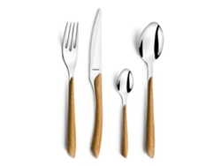 Juego De Cubiertos Amefa 2274Pwpa10C40 Madera Metal Acero Inoxidable 24 Piezas