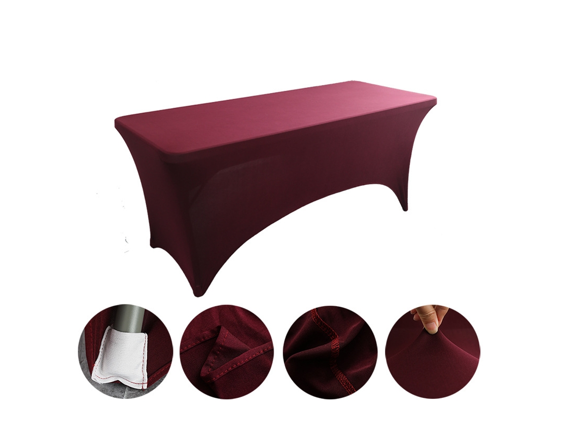 Mantel Rectangular Elástico De Spandex Para Bodas, Banquetes Y Fiestas (rojo Oscuro/183x75x75cm) Gertiz