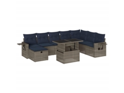Maison Exclusive - Conjunto De Sofá De Jardín De 9 Piezas Con Cojines, Poliratán Gris
