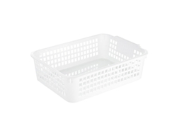 Cesta De Almacenamiento Rectangular Apilable De Plástico Hueco Para Mesa Con Asa, Ideal Para Aperitivos O Juguetes.
