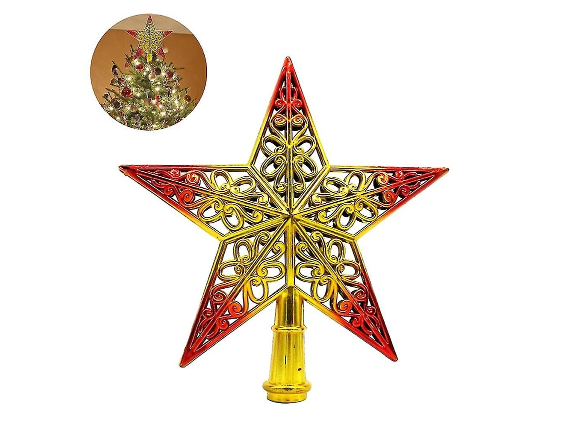 Omni-copa Estrella Para Árbol De Navidad Con Glitter Diseño Hueco De Plástico Festivo