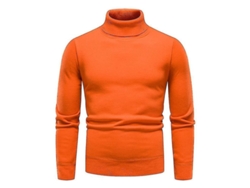 2026-jersey Básico De Cuello Alto Liso Para Hombre, Ajuste Slim, Tejido Grueso, Abrigo De Invierno, Pullover Xmb L Naranja