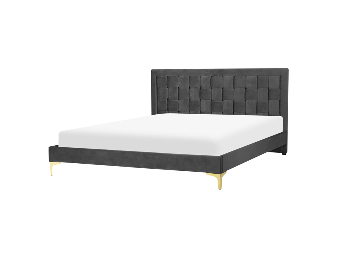 Cama con somier BELIANI Limoux de Terciopelo Negro 167x213x96