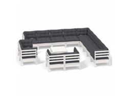 Maison Exclusive - Muebles De Jardín 14 Pzas Con Cojines Blanco Madera Maciza Pino