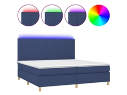 Maison Exclusive - Cama Box Spring Colchón Y Luces Led Tela Azul 200x200 Cm
