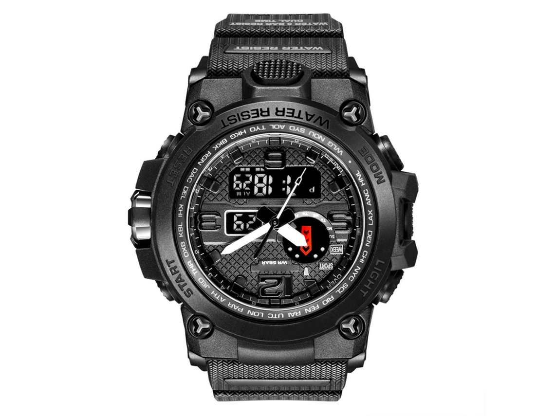 Reloj Deportivo Multifuncional Smael 1545 Para Hombre, Resistente Al Agua Hasta 50 M, De Cuarzo Digital.