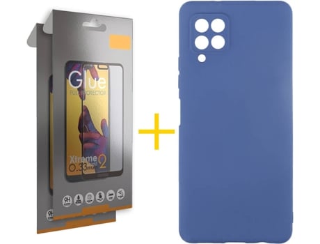 Kit Funda + Protector de Pantalla Samsung A12 5G SKYHE Cristal Templado 4393 Azul