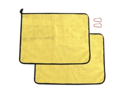 Toalla de pesca, algodón absorbente, amarillo y gris.