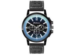 Reloj De Pulsera Unisex De Piel Sintética Para Negocios O Estilo Casual, Con Esfera De Tres Subesferas, Color Negro Hematita.