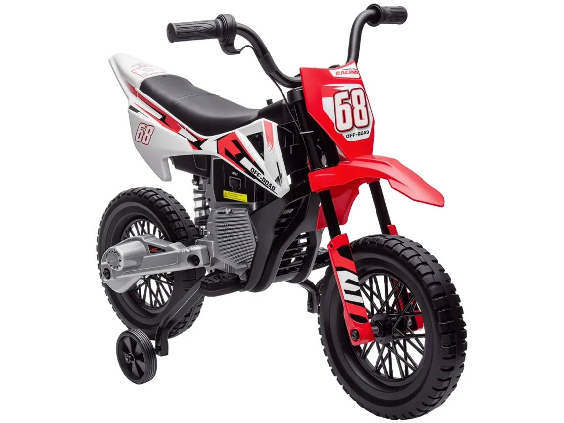 Moto Motocross Infantil 12v 2 Motores 5km/h Todoterreno Rojo