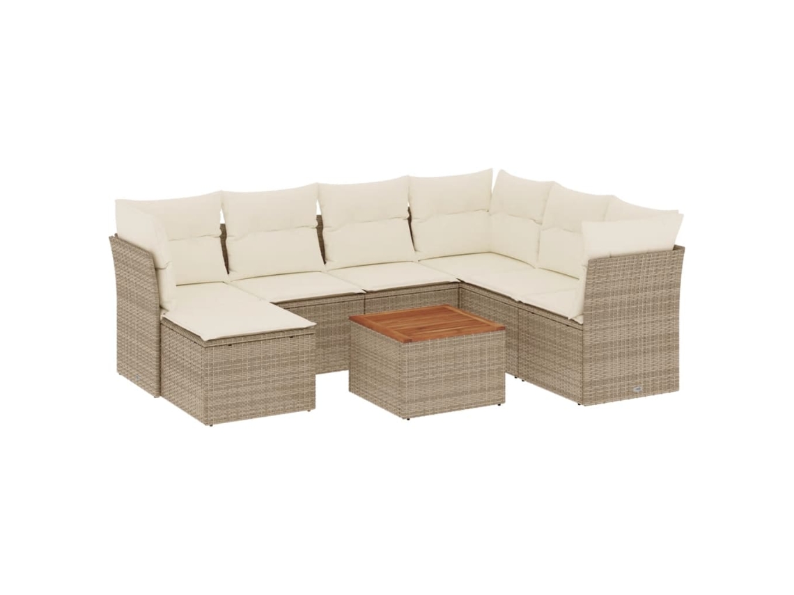 Conjunto 8 de sofás de jardín con cojines beige VIDAXL ratán PE