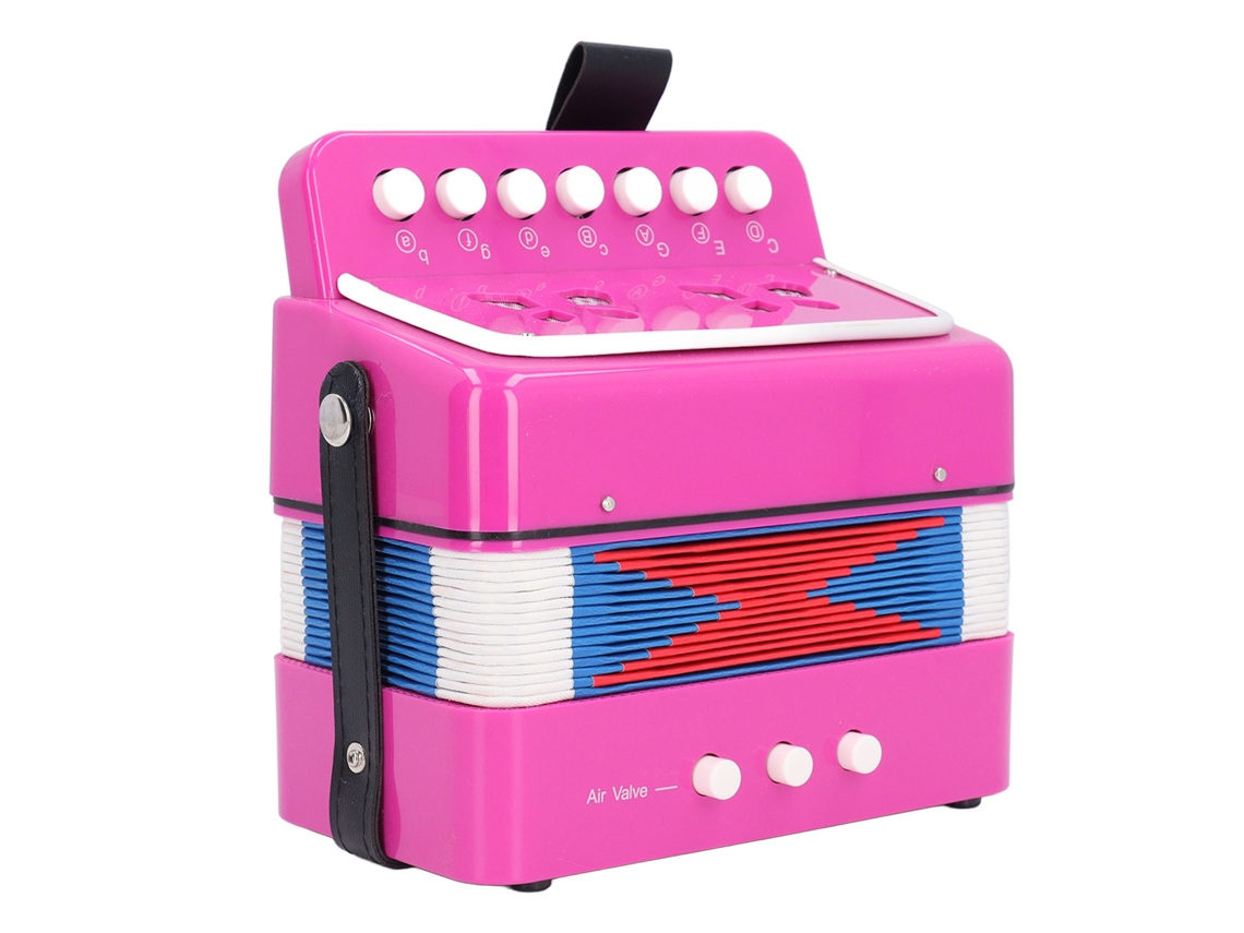 Acordeón infantil WalshLXq con 7 teclas, juguete musical para el desarrollo infantil, acordeón de botones, rojo y rosa.