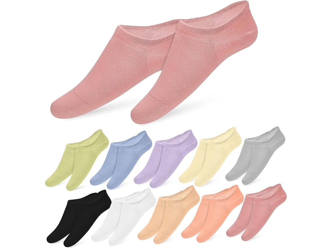 12 Pares De Calcetines Invisibles De Algodón De Corte Bajo Para Mujer