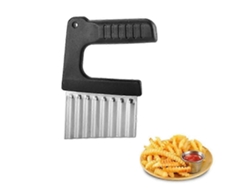 Cortador de patatas, frutas y verduras en acero inoxidable 2025, con forma ondulada para ensaladas, patatas y cebollas.