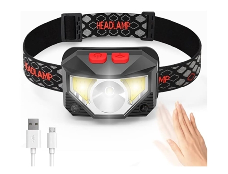 BISBISOUS Wjt525 Linterna Frontal Recargable Led Brillante 800Lm Rojo Blanco Sensores de Movimiento Ipx4 Negro VIGA EUROPA
