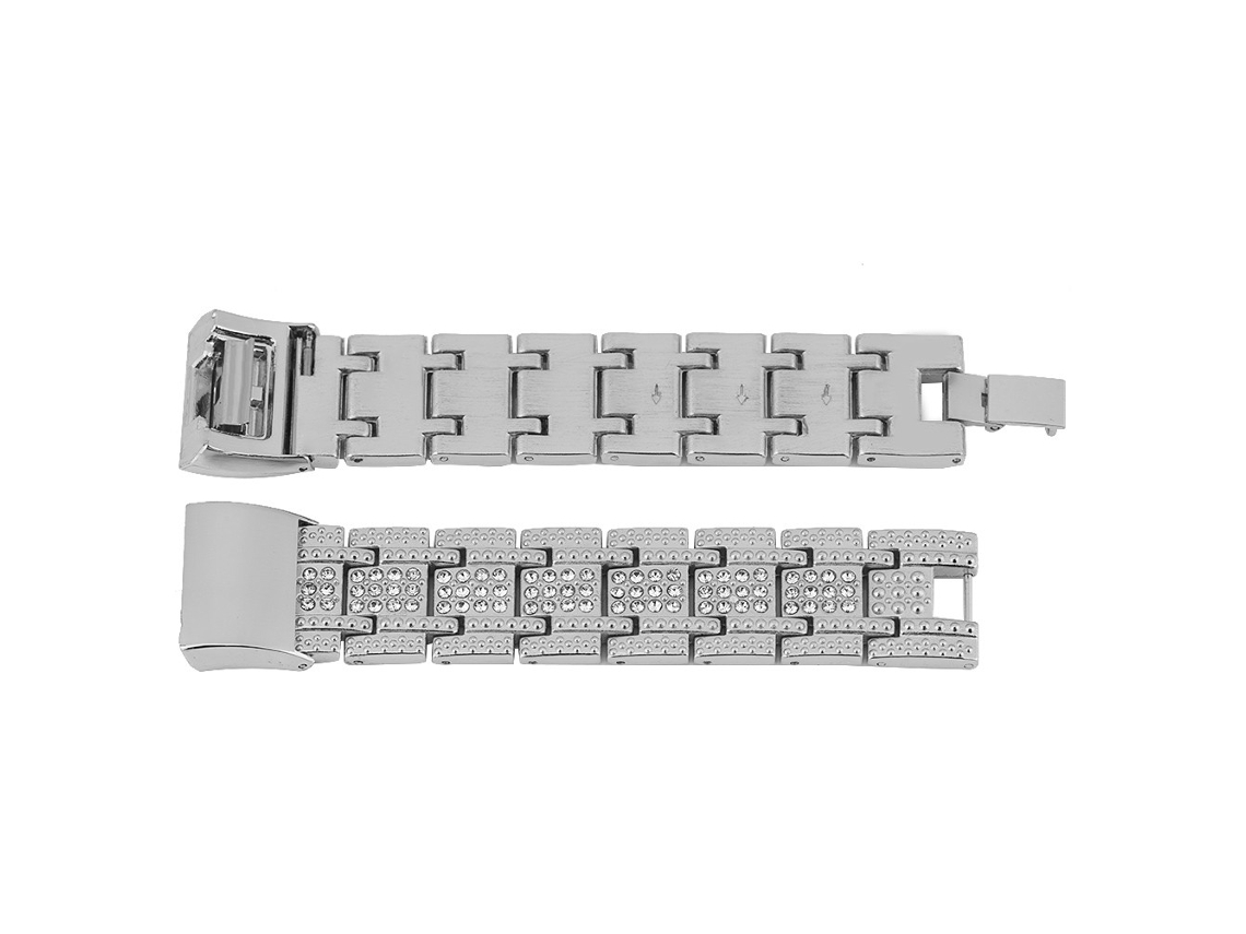 Correa de metal ajustable con diamantes de imitación para Fitbit Charge 2 (plata)