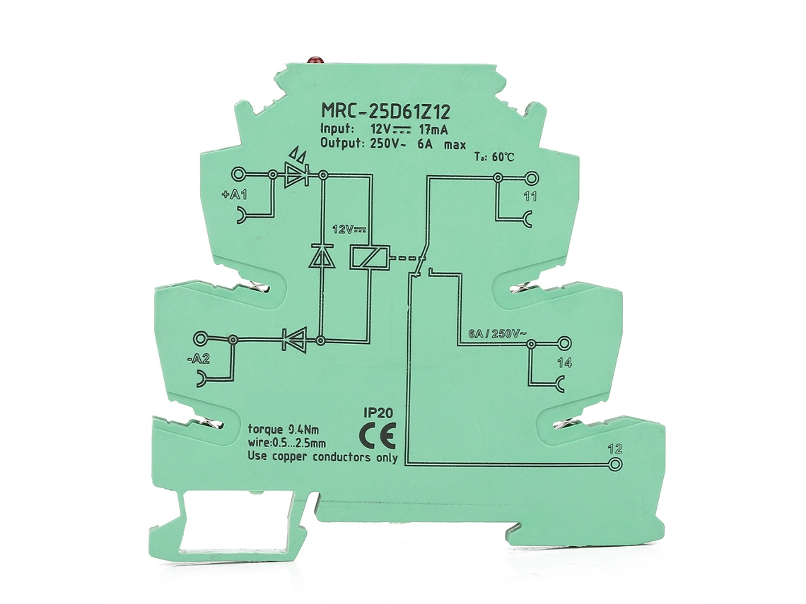 Módulo De Relé De Interfaz Plc Ultrafino 12 V Cc 6 A 1 Na 1 Nc Mrc-25d61z12