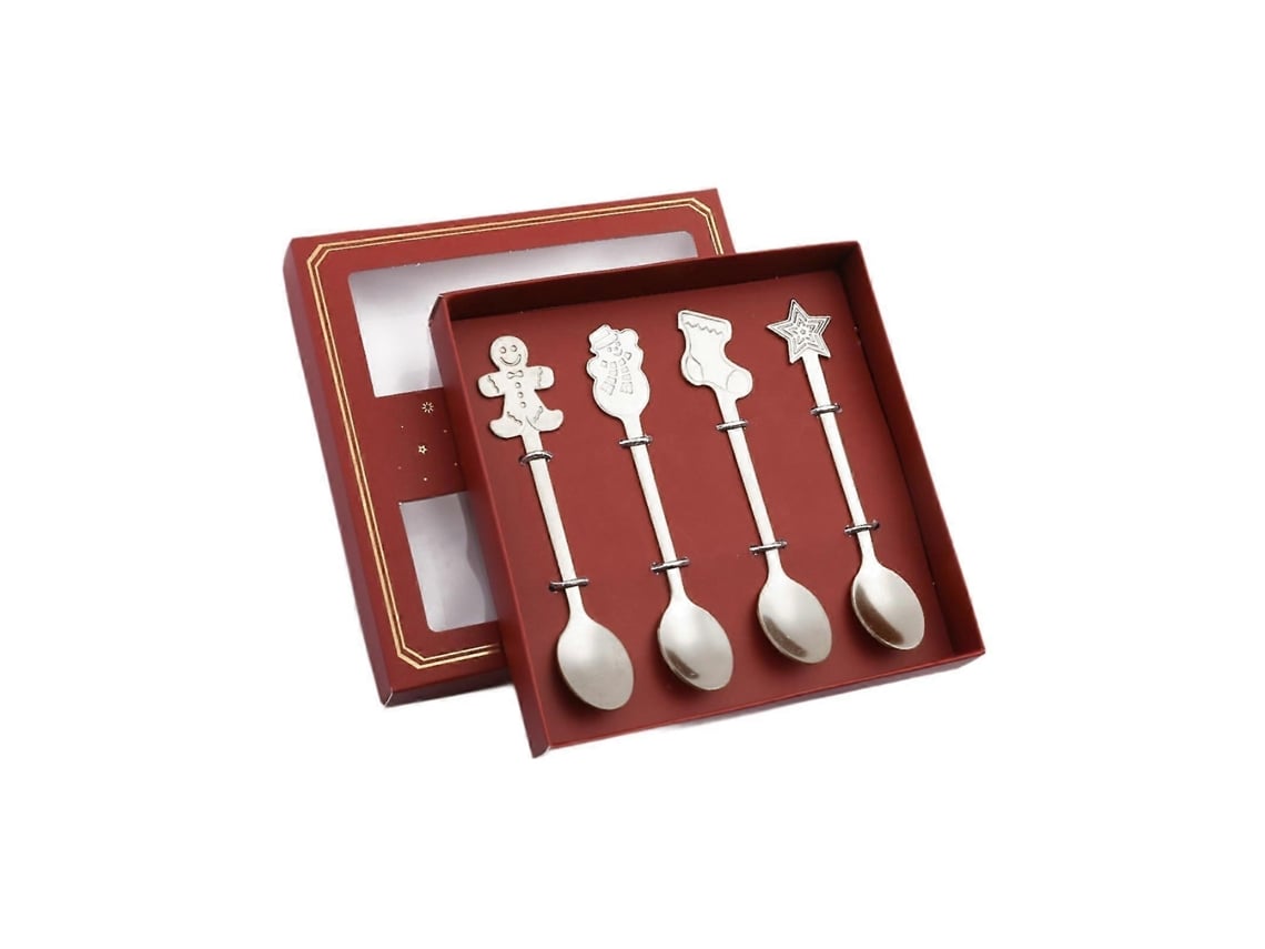 Juego de 4 cucharas y cucharillas navideñas, cubiertos creativos para Navidad. Nostalgia88