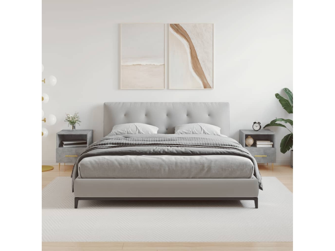 Mesitas de Noche 2Pzs Derivados de Madera Gris Cemento