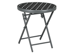 Mesita Auxiliar Plegable De Cristal Negro, 45x45x50 Cm.