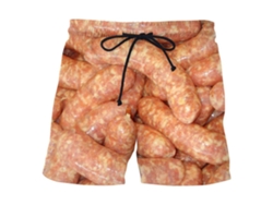 Pantalones cortos para hombre con estampado de salchichas, perneras anchas, cintura elástica y cordón ajustable.