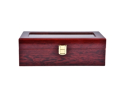 Caja de madera con 5 compartimentos para exhibir y guardar relojes.