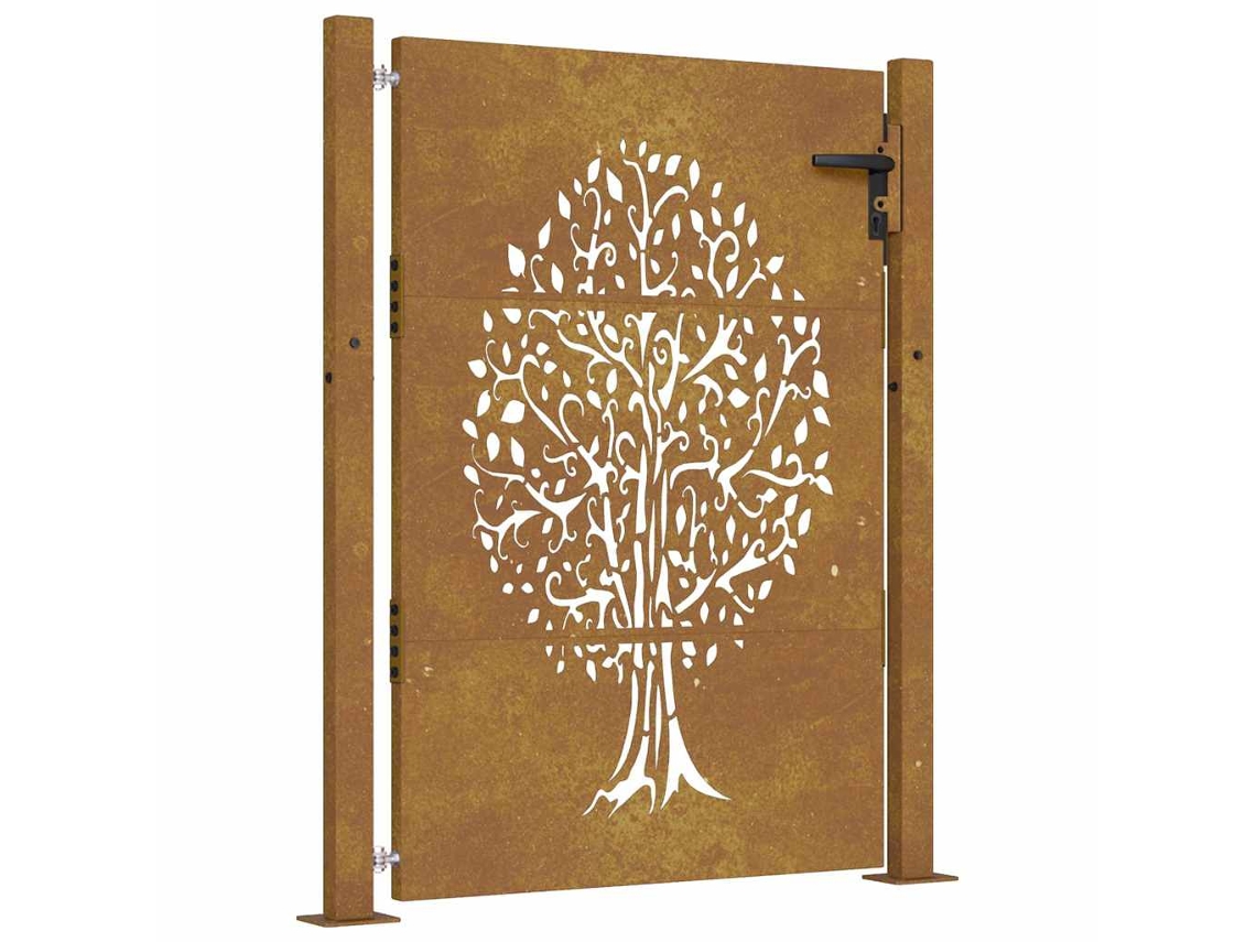 Maison Exclusive - Puerta De Jardín 100x150 Cm De Acero Corten Con Diseño De Árbol