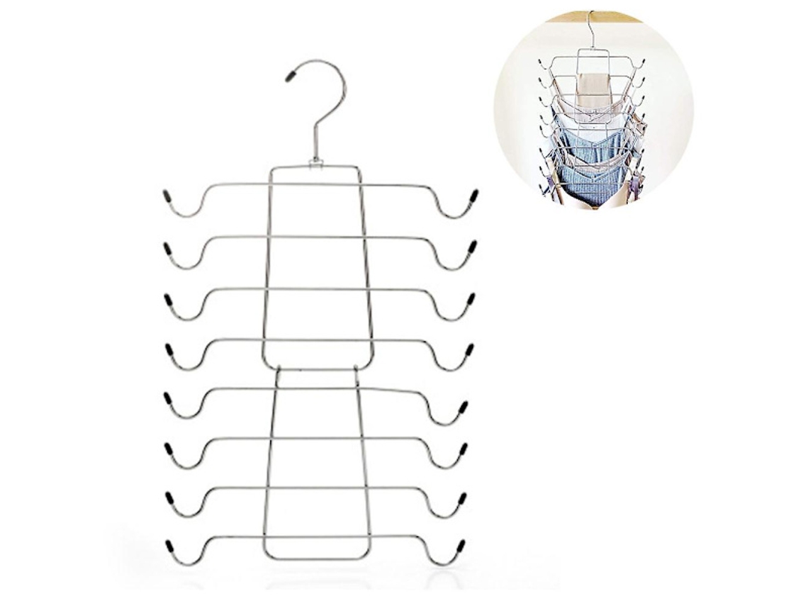 Percha metálica plegable para camisetas, organizador de armario y ahorrador de espacio
