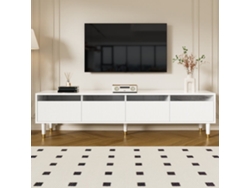 Mueble Tv Moderno 178 Cm - Diseño Minimalista, Gran Capacidad, 4 Cajones, Mdf Acrílico - Blanco