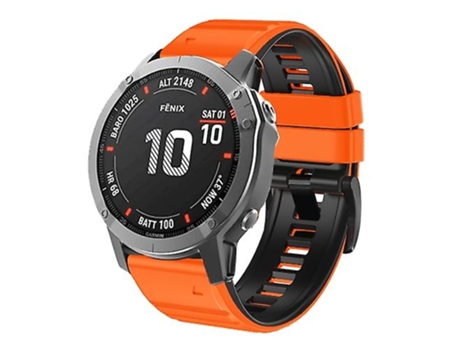 Correa para reloj Garmin Fenix 7/7X/6/6X/5/5X 22mm, correa de silicona bicolor, naranja y negro VENISYMLIS