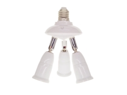 Adaptador Divisor Con Base E27 Para 3 Bombillas Con Ángulos Ajustables Para Uso En Interiores Y Exteriores.