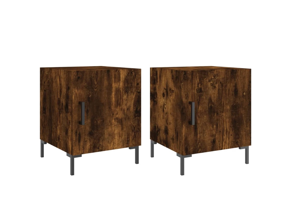 Maison Exclusive - Mesitas Noche 2 Uds Madera Ingeniería Roble Ahumado 40x40x50 Cm