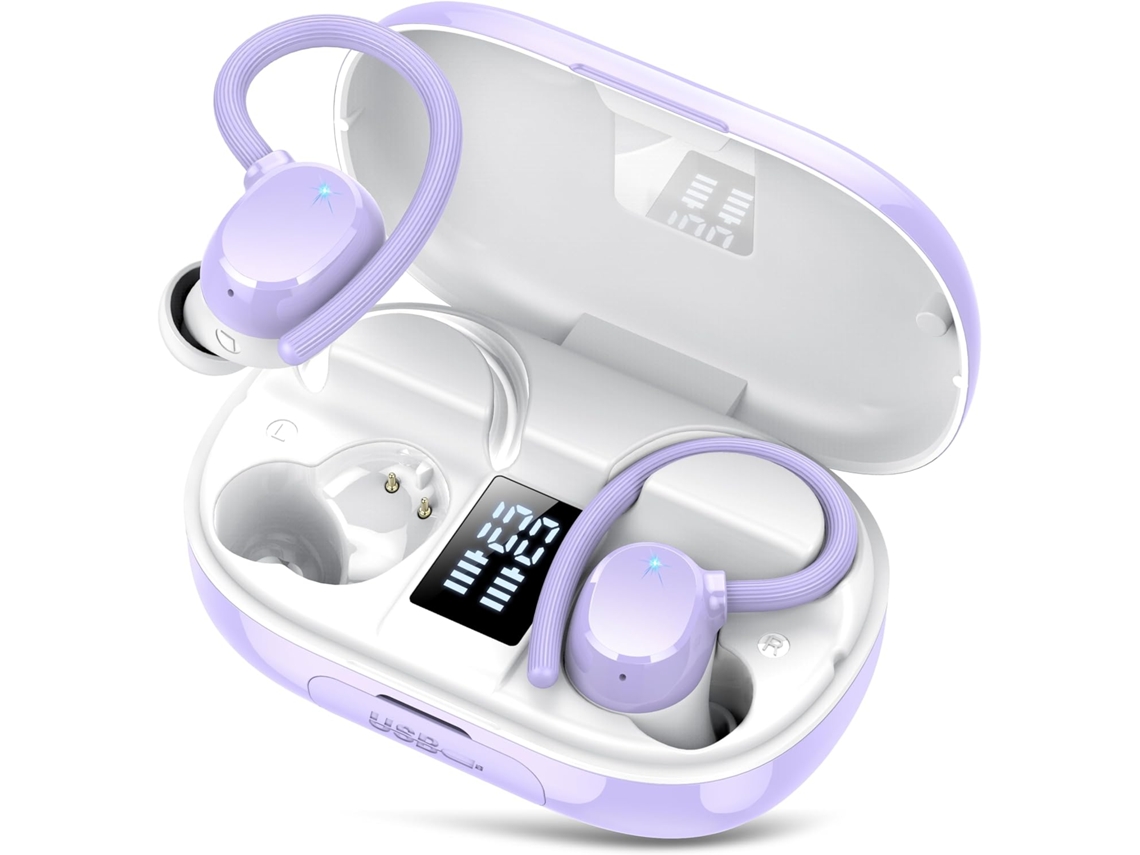 Auriculares Deportivos Azul Escuro Bluetooth 5.3 128h Enc Bass Profundo Ipx7 Con Ganchos Led