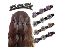 Pinzas para el cabello trenzadas 2026 con piedras de cristal brillantes para mujer, 3 pinzas pequeñas, para niñas, Barretta Multiclip