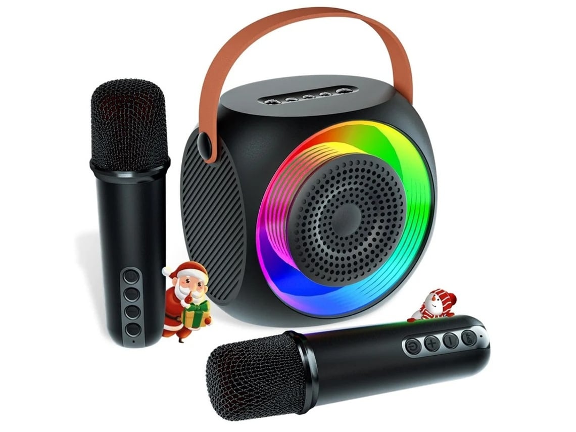Máquina de karaoke para niños, minialtavoz de karaoke con Bluetooth, 2 micrófonos inalámbricos y luces LED para adultos, regalo de Ani Yizhood.