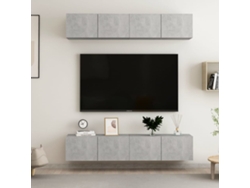Juego De Muebles De Salón 4 Uds | Armario Para Tv | Gabinete De Tv Gris Hormigón 80x30x30 Cm