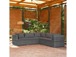 Conjunto de jardín de 5 piezas con cojines, ratán gris, DKD Home Decor