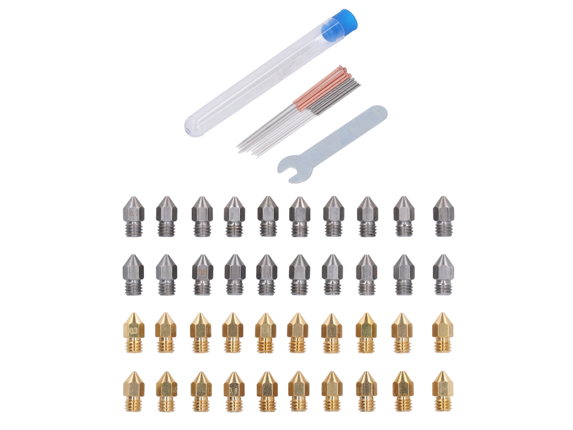 Kit De Boquillas Para Impresora 3d 52 Piezas Acero Inoxidable Latón Con Herramientas De Limpieza Piezas Extruder Mk8