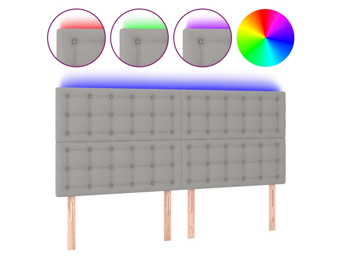 Cabecero con luces LED, tela gris claro, MAISON EXCLUSIVE (200x5x118 cm)