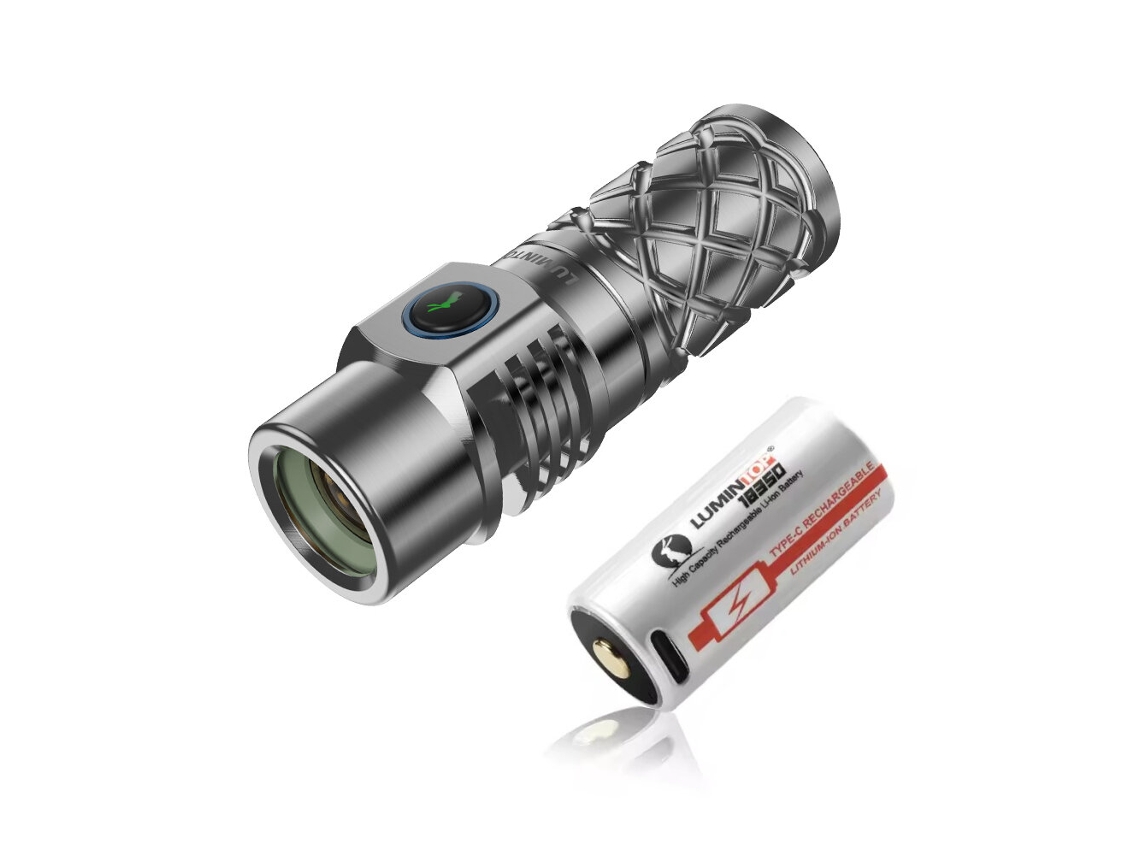 Linterna de aleación de titanio y plata - Lumintop Thormini 700m Linterna Lep de largo alcance fabricada en titanio y aluminio con batería 18350, haz de disparo de largo alcance.