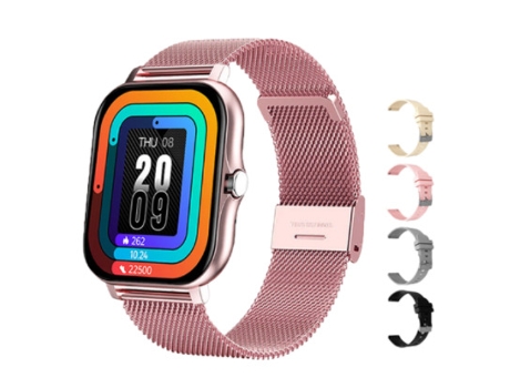 Smartwatch CO-PHÉNIX Y13 Acero Bluetooth Pulsera rosa con 4 pulseras de silicona