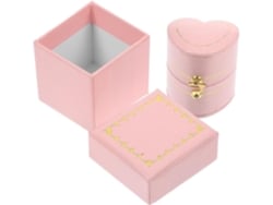 Caixa De Anel Em Formato De Coração Rosa Nuobesty Com Fivela, Em Couro Sintético Texturizado, Compacta E Leve, Para