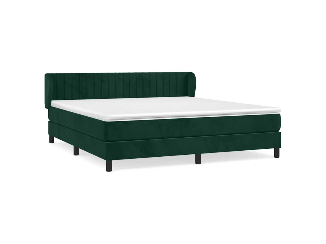 Maison Exclusive - Cama Box Spring Con Colchón Terciopelo Verde Oscuro 180x200 Cm