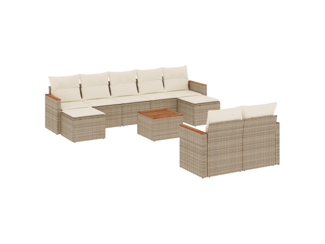 Maison Exclusive - Juego De Sofás Jardín Con Cojines Beige 10 Pzas Ratán Sintético