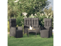 Juego de comedor de jardín de 3 piezas con cojines de mimbre negros de DKD Home Decor