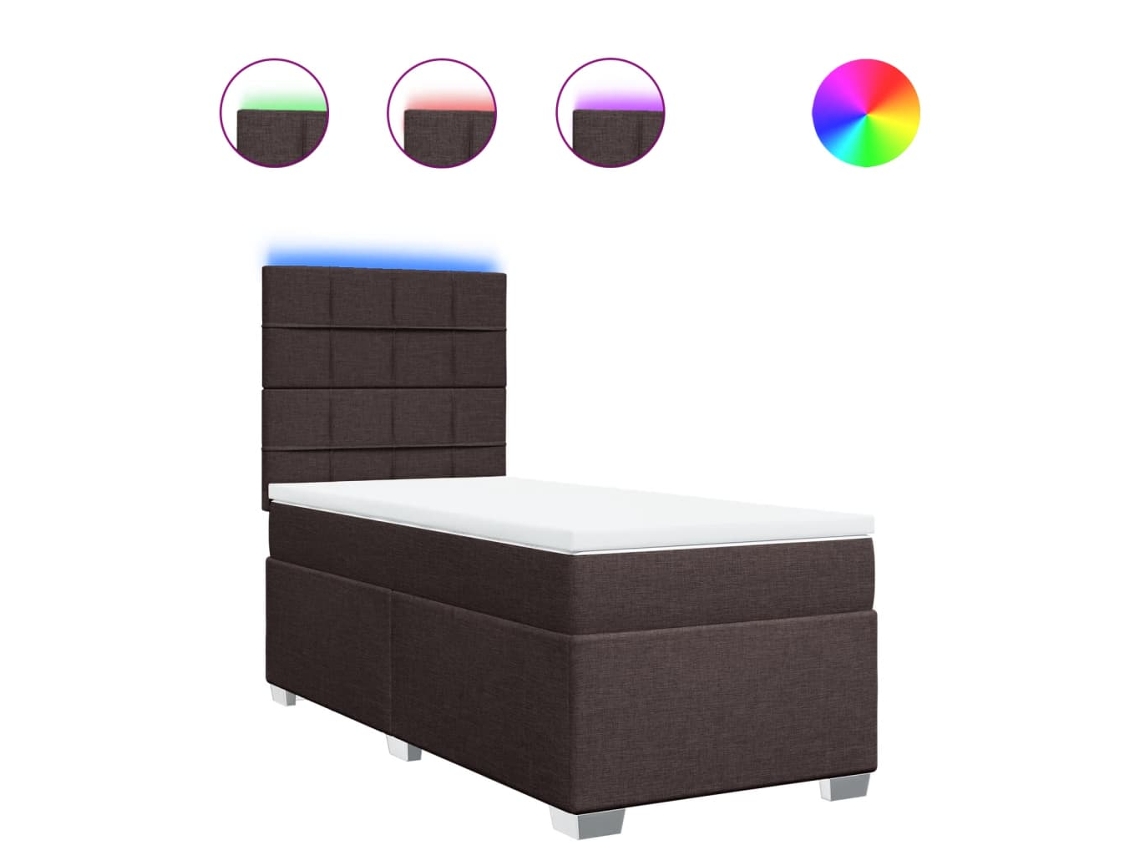 Maison Exclusive - Cama Box Spring Con Colchón Tela Marrón Oscuro 100x200 Cm