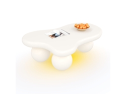 Mesa Centro Nube Blanca Led 16 Colores Patas Redondas Salón Infantil Moderno