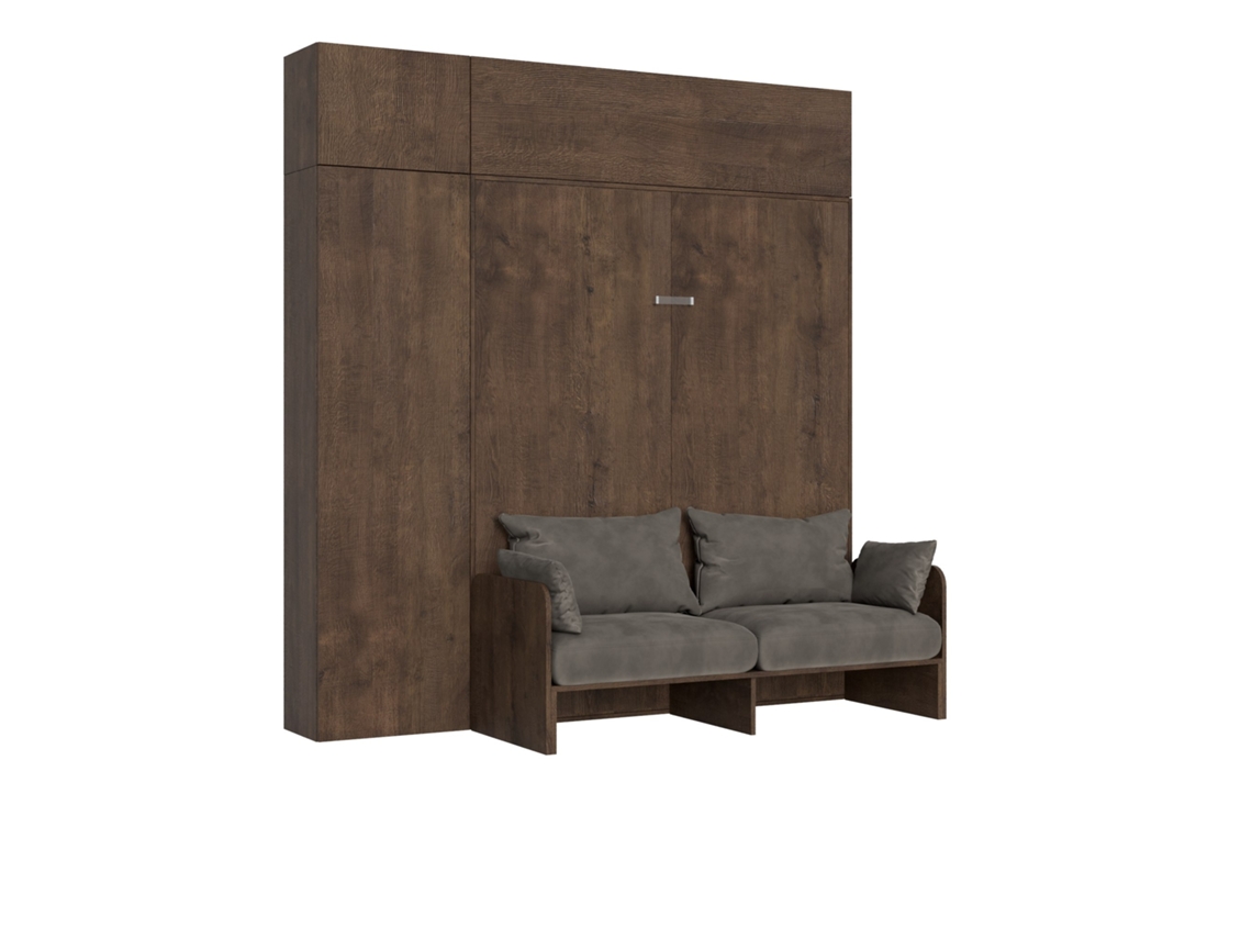 Cama de Matrimonio Sofá Kentaro Noce Columna Mueble Popa ITAMOBY Marrón (220x100x94cm)