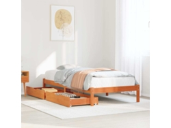 Estructura De Cama Sin Colchón Madera Maciza Marrón 75x190 Cm